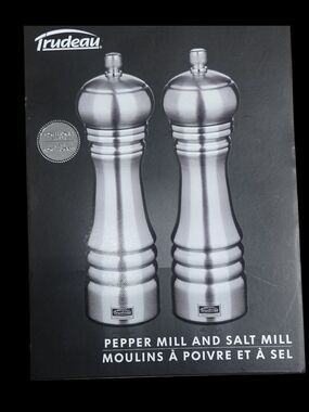 Trudeau Stainless Steel 8 Oz Pepper and Salt Mill Set - Silver